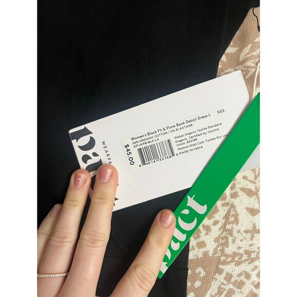 NWT Pact Black Cotton Helena Criss Cross Back Mini Dress - Picture 4 of 5